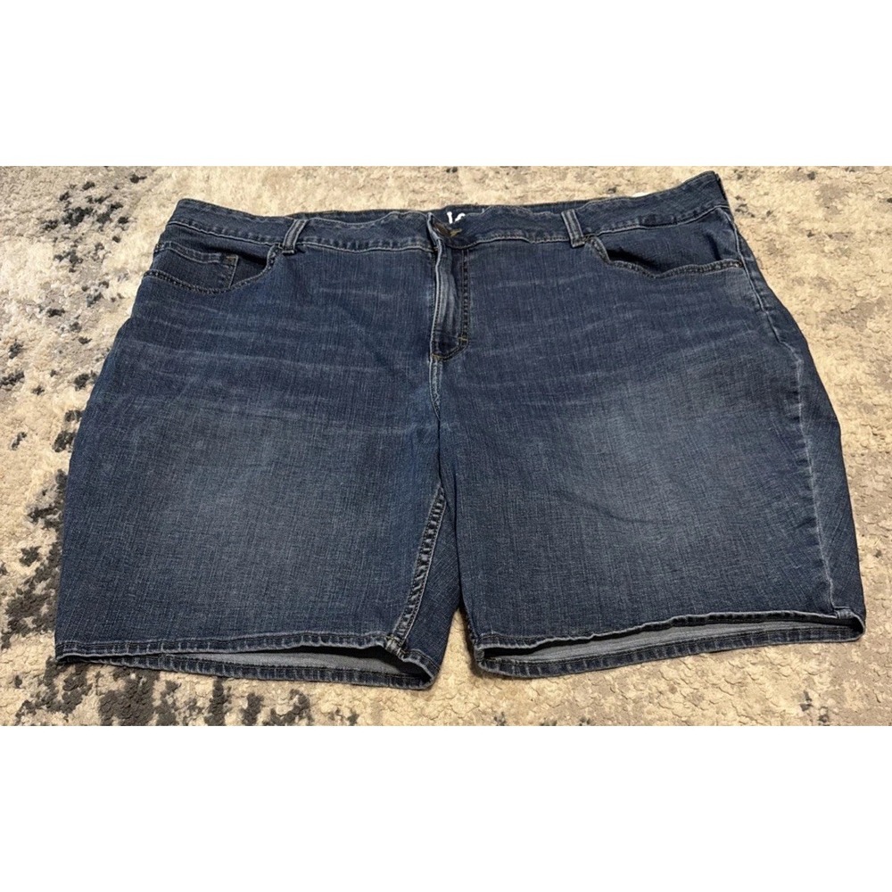 Lee Womens Mid Rise Regular Fit Bermuda Denim Jean Shorts Blue Plus Size 26W
